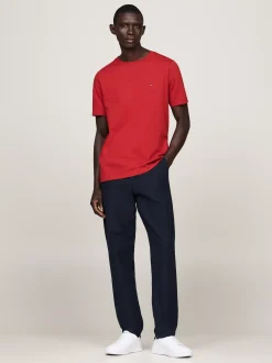 T-Shirty*Tommy Hilfiger T-shirt Z Okrągłym Dekoltem I Wyhaftowaną Flagą DARK MAGMA