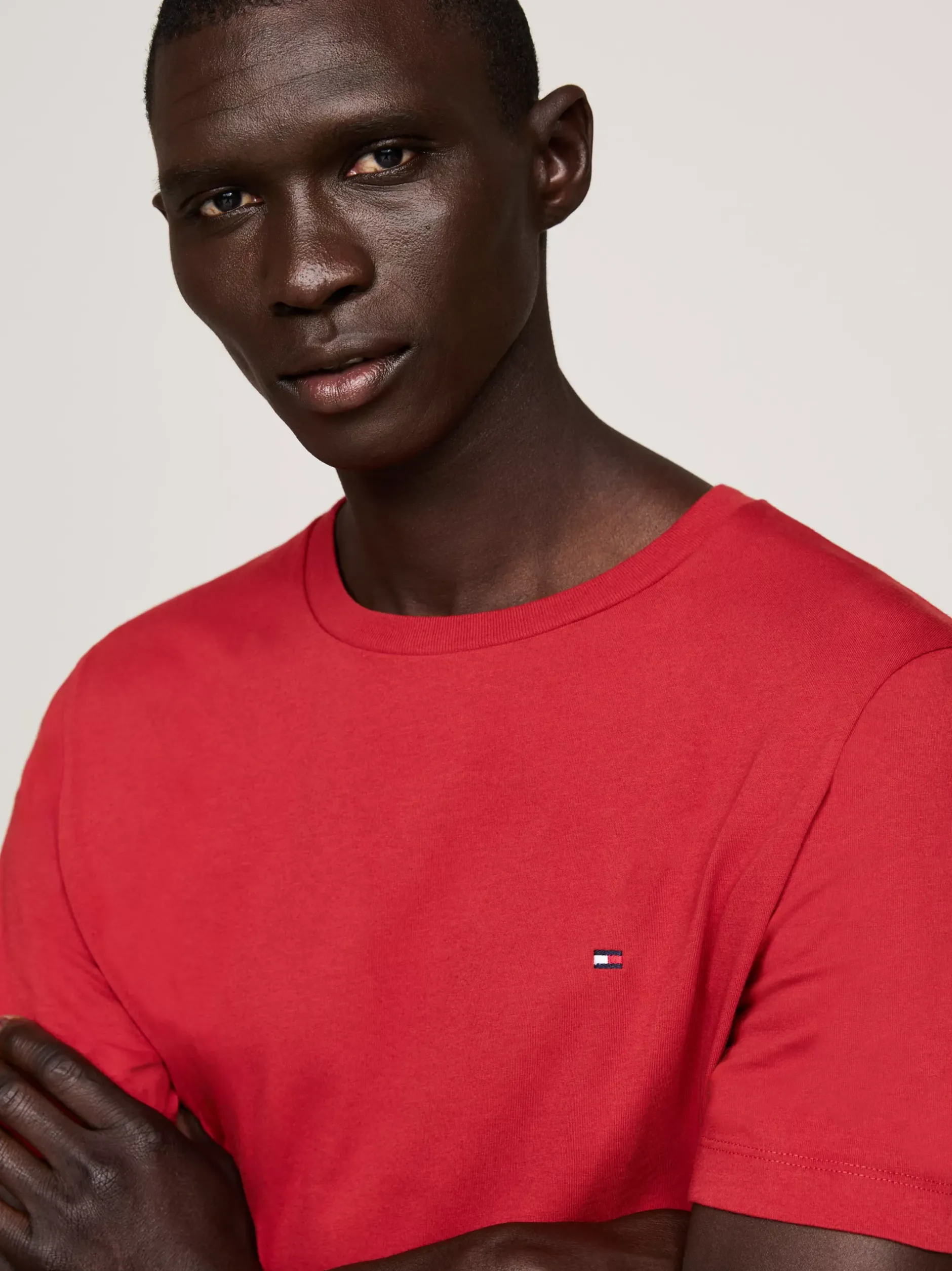 T-Shirty*Tommy Hilfiger T-shirt Z Okrągłym Dekoltem I Wyhaftowaną Flagą DARK MAGMA