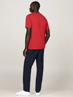 T-Shirty*Tommy Hilfiger T-shirt Z Okrągłym Dekoltem I Wyhaftowaną Flagą DARK MAGMA