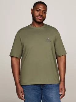 T-Shirty*Tommy Hilfiger T-shirt Z Okrągłym Dekoltem I Logo Plus BATTLE GREEN