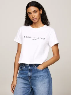 T-Shirty*Tommy Hilfiger T-shirt Z Okrągłym Dekoltem I Szwem TH OPTIC WHITE