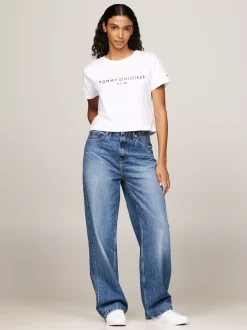 T-Shirty*Tommy Hilfiger T-shirt Z Okrągłym Dekoltem I Szwem TH OPTIC WHITE