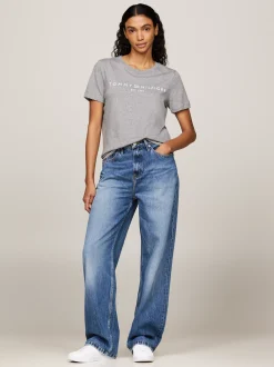 T-Shirty*Tommy Hilfiger T-shirt Z Okrągłym Dekoltem I Logo MEDIUM HEATHER GREY
