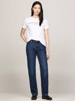 T-Shirty*Tommy Hilfiger T-shirt Z Okrągłym Dekoltem I Logo TH OPTIC WHITE