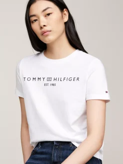 T-Shirty*Tommy Hilfiger T-shirt Z Okrągłym Dekoltem I Logo TH OPTIC WHITE