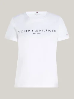 T-Shirty*Tommy Hilfiger T-shirt Z Okrągłym Dekoltem I Logo TH OPTIC WHITE