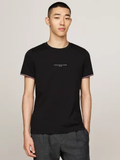 T-Shirty*Tommy Hilfiger T-shirt Z Ozdobnym Wykończeniem Rękawów BLACK