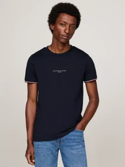 T-Shirty*Tommy Hilfiger T-shirt Z Ozdobnym Wykończeniem Rękawów DESERT SKY