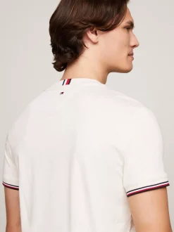 T-Shirty*Tommy Hilfiger T-shirt Z Ozdobnym Wykończeniem Rękawów HEATHERED OATMILK