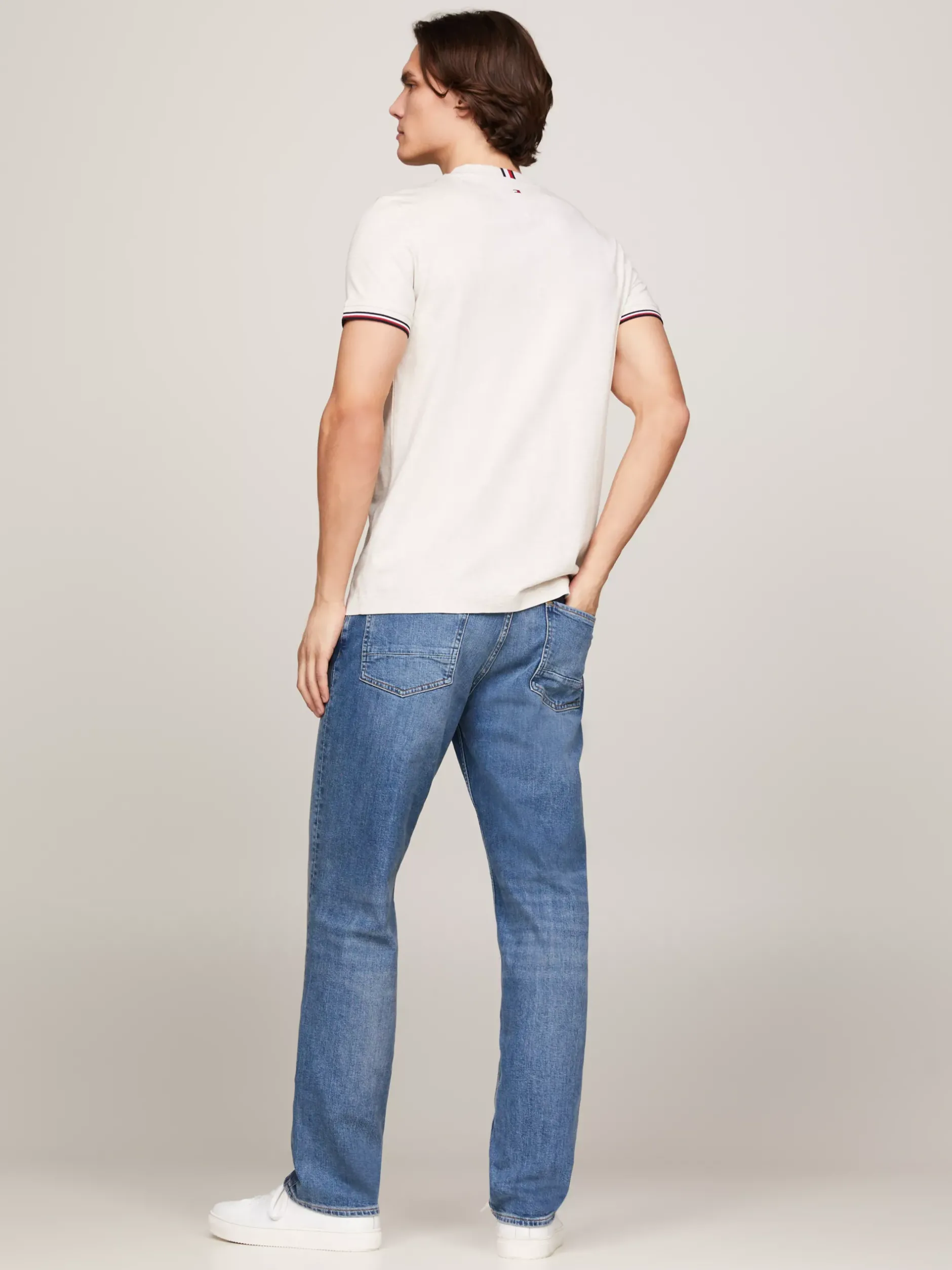 T-Shirty*Tommy Hilfiger T-shirt Z Ozdobnym Wykończeniem Rękawów HEATHERED OATMILK