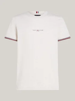T-Shirty*Tommy Hilfiger T-shirt Z Ozdobnym Wykończeniem Rękawów HEATHERED OATMILK
