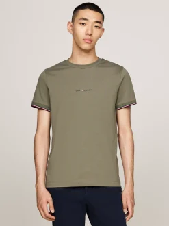 T-Shirty*Tommy Hilfiger T-shirt Z Ozdobnym Wykończeniem Rękawów BATTLE GREEN