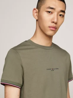 T-Shirty*Tommy Hilfiger T-shirt Z Ozdobnym Wykończeniem Rękawów BATTLE GREEN
