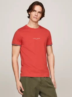 T-Shirty*Tommy Hilfiger T-shirt Z Ozdobnym Wykończeniem Rękawów TERRA RED