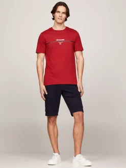 T-Shirty*Tommy Hilfiger T-shirt Z Paskiem I Logo Hilfiger DARK MAGMA