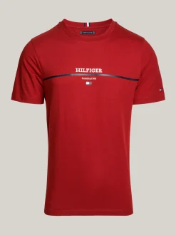 T-Shirty*Tommy Hilfiger T-shirt Z Paskiem I Logo Hilfiger DARK MAGMA