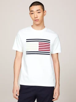 T-Shirty*Tommy Hilfiger T-shirt Z Rypsową Flagą WHITE
