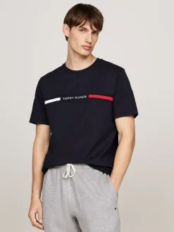 T-Shirty*Tommy Hilfiger T-shirt Z Wstawką Z Logo I Okrągłym Dekoltem DESERT SKY