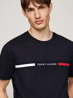 T-Shirty*Tommy Hilfiger T-shirt Z Wstawką Z Logo I Okrągłym Dekoltem DESERT SKY