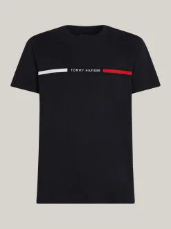 T-Shirty*Tommy Hilfiger T-shirt Z Wstawką Z Logo I Okrągłym Dekoltem DESERT SKY