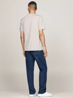T-Shirty*Tommy Hilfiger T-shirt Z Wstawką Z Logo I Okrągłym Dekoltem HEATHERED PEBBLE