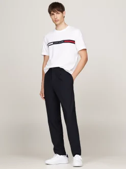 T-Shirty*Tommy Hilfiger T-shirt Z Wstawką Z Logo I Okrągłym Dekoltem WHITE
