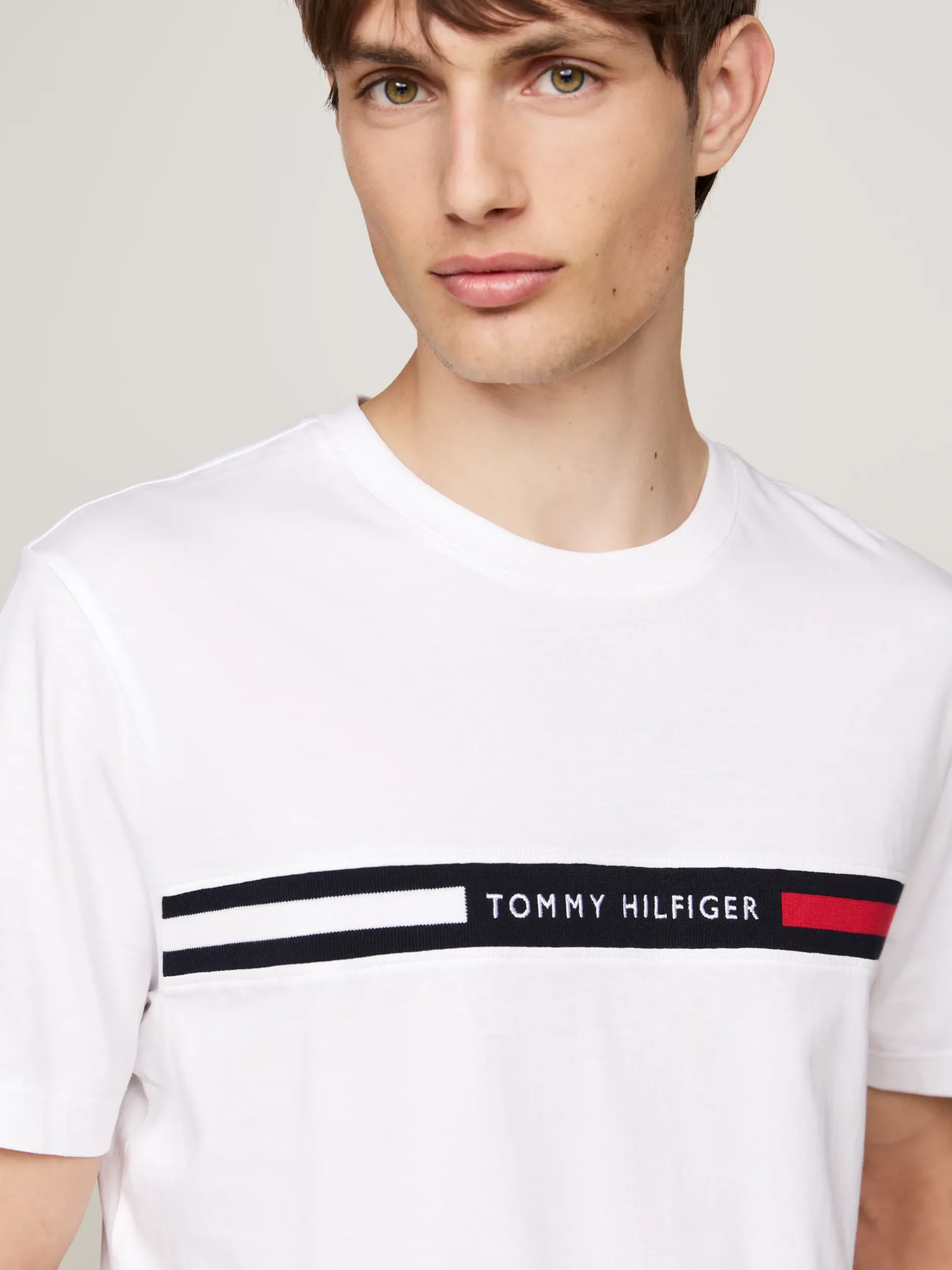 T-Shirty*Tommy Hilfiger T-shirt Z Wstawką Z Logo I Okrągłym Dekoltem WHITE