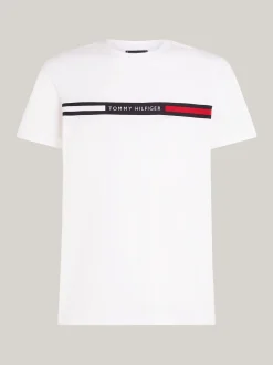 T-Shirty*Tommy Hilfiger T-shirt Z Wstawką Z Logo I Okrągłym Dekoltem WHITE