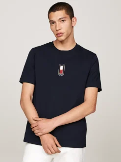 T-Shirty*Tommy Hilfiger T-shirt Z Wyhaftowaną Pionowo Flagą DESERT SKY