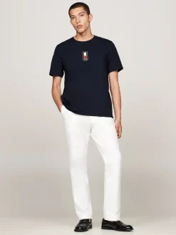 T-Shirty*Tommy Hilfiger T-shirt Z Wyhaftowaną Pionowo Flagą DESERT SKY