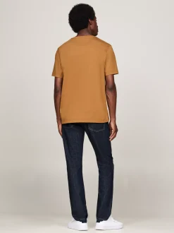 T-Shirty*Tommy Hilfiger T-shirt Z Wyhaftowaną Pionowo Flagą COUNTRY BROWN