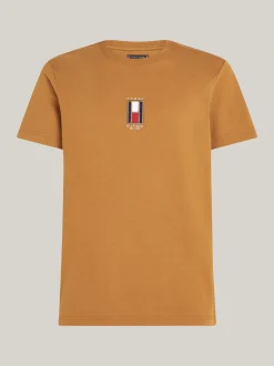 T-Shirty*Tommy Hilfiger T-shirt Z Wyhaftowaną Pionowo Flagą COUNTRY BROWN