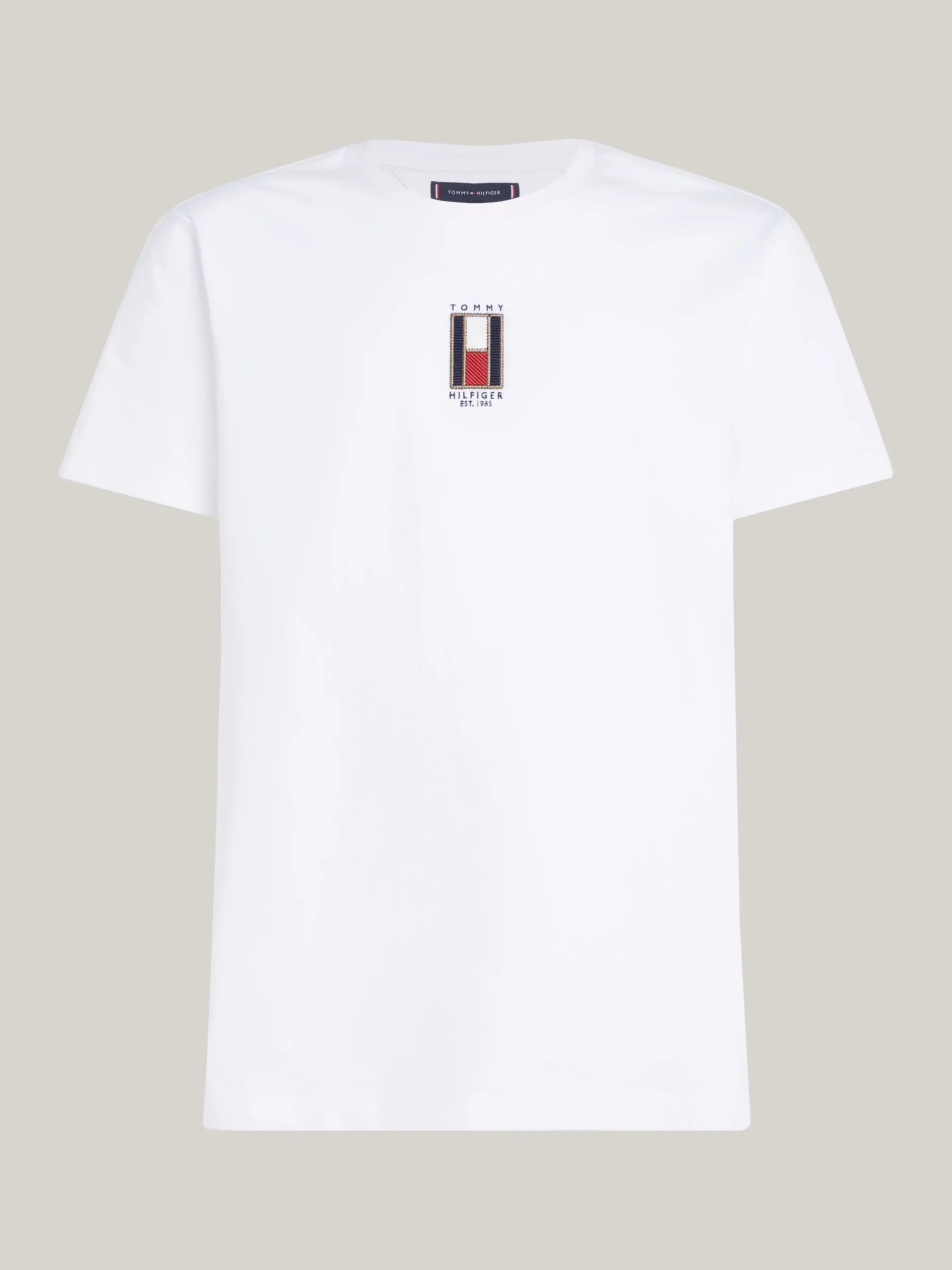 T-Shirty*Tommy Hilfiger T-shirt Z Wyhaftowaną Pionowo Flagą WHITE