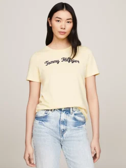 T-Shirty*Tommy Hilfiger T-shirt Z Wyhaftowanym Kaligrafowanym Logo LEMON ZEST