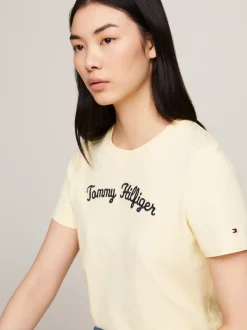 T-Shirty*Tommy Hilfiger T-shirt Z Wyhaftowanym Kaligrafowanym Logo LEMON ZEST