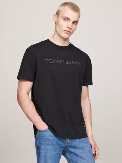 T-Shirty*Tommy Hilfiger T-shirt Z Wyhaftowanym Logo BLACK