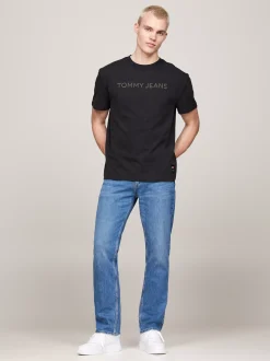 T-Shirty*Tommy Hilfiger T-shirt Z Wyhaftowanym Logo BLACK