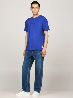 T-Shirty*Tommy Hilfiger T-shirt Z Wyhaftowanym Logo BRIGHT BLUE