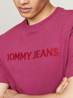 T-Shirty*Tommy Hilfiger T-shirt Z Wyhaftowanym Logo DEEP ROUGE