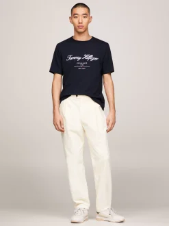 T-Shirty*Tommy Hilfiger T-shirt Z Wyhaftowanym Logo DESERT SKY