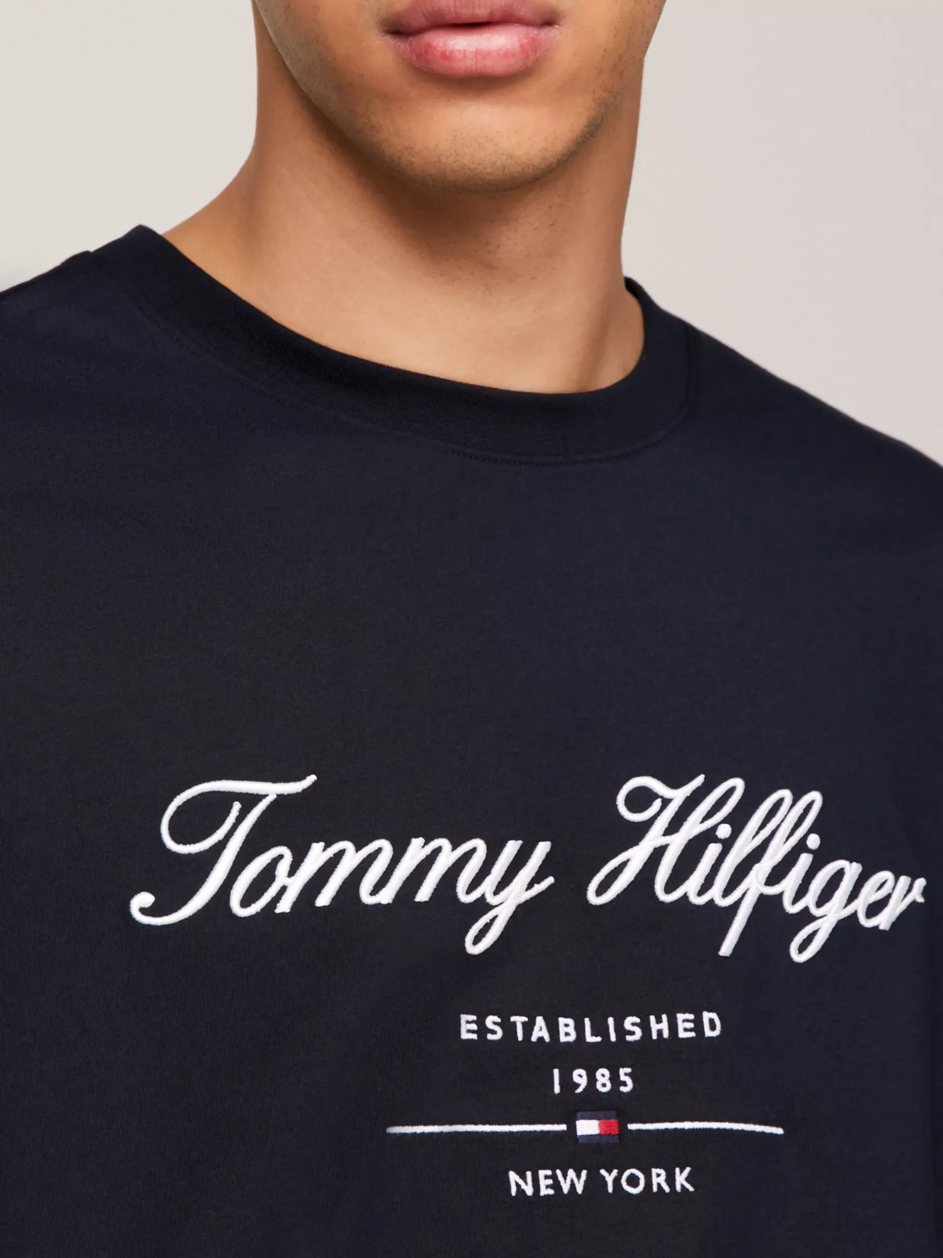 T-Shirty*Tommy Hilfiger T-shirt Z Wyhaftowanym Logo DESERT SKY