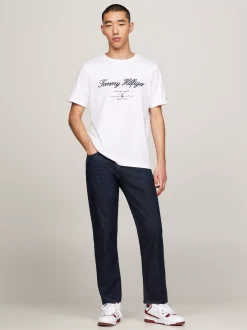 T-Shirty*Tommy Hilfiger T-shirt Z Wyhaftowanym Logo WHITE