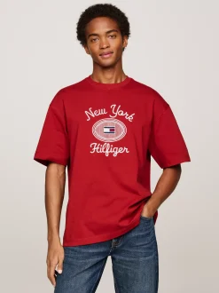 T-Shirty*Tommy Hilfiger T-shirt Z Wyhaftowanym Logo NYC DARK MAGMA