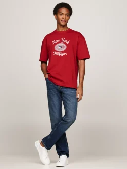 T-Shirty*Tommy Hilfiger T-shirt Z Wyhaftowanym Logo NYC DARK MAGMA