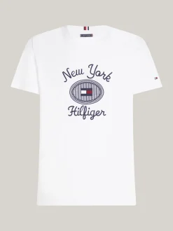 T-Shirty*Tommy Hilfiger T-shirt Z Wyhaftowanym Logo NYC WHITE