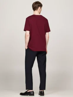 T-Shirty*Tommy Hilfiger T-shirt Z Wyhaftowanym Logo DEEP ROUGE