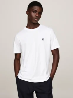T-Shirty*Tommy Hilfiger T-shirt Z Wyszywanym Monogramem TH WHITE