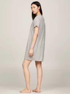Piżamy & Odziez Nocna*Tommy Hilfiger T-shirtowa Koszula Nocna Z Rękawem 1/2 LIGHT GREY HEATHER