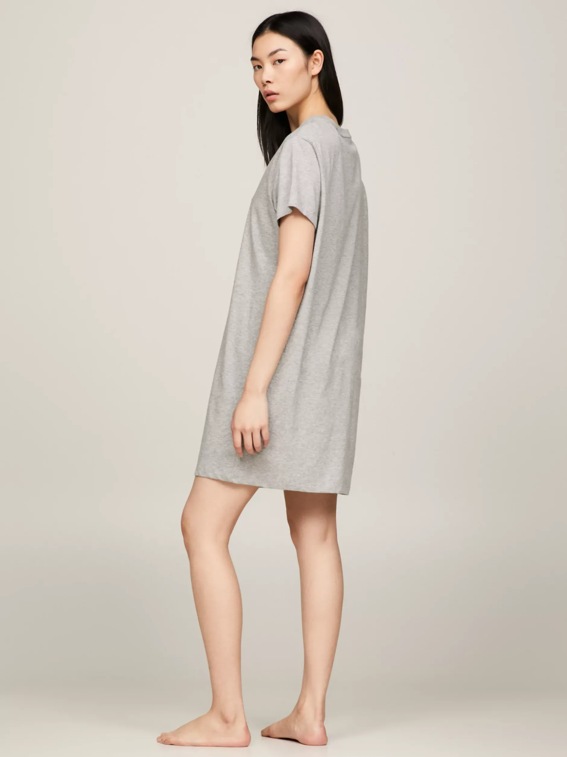 Piżamy & Odziez Nocna*Tommy Hilfiger T-shirtowa Koszula Nocna Z Rękawem 1/2 LIGHT GREY HEATHER