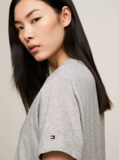 Piżamy & Odziez Nocna*Tommy Hilfiger T-shirtowa Koszula Nocna Z Rękawem 1/2 LIGHT GREY HEATHER